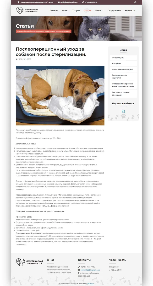 Скриншот проекта Vetklinika25